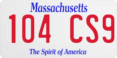 MA license plate 104CS9