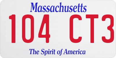 MA license plate 104CT3