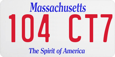 MA license plate 104CT7