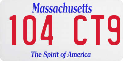 MA license plate 104CT9