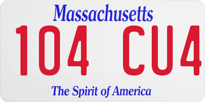 MA license plate 104CU4