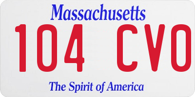 MA license plate 104CV0