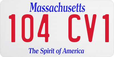 MA license plate 104CV1