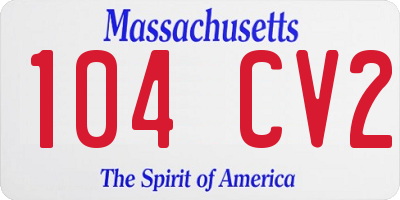 MA license plate 104CV2