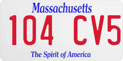 MA license plate 104CV5