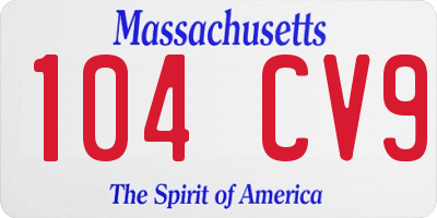 MA license plate 104CV9