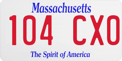 MA license plate 104CX0