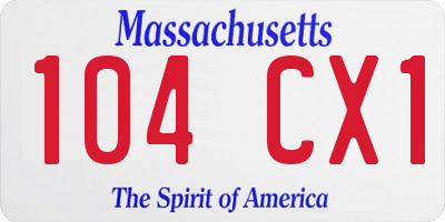 MA license plate 104CX1