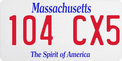 MA license plate 104CX5