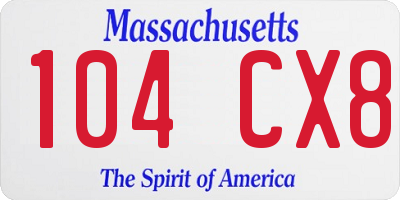 MA license plate 104CX8
