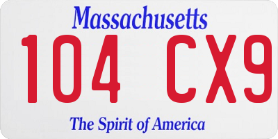 MA license plate 104CX9