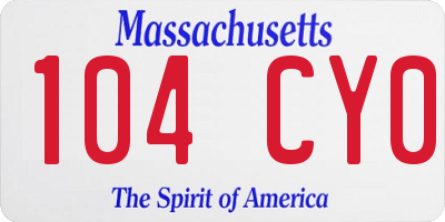 MA license plate 104CY0