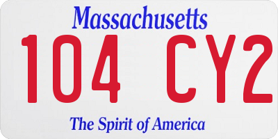 MA license plate 104CY2