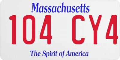 MA license plate 104CY4