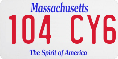 MA license plate 104CY6