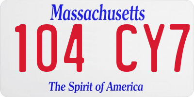 MA license plate 104CY7