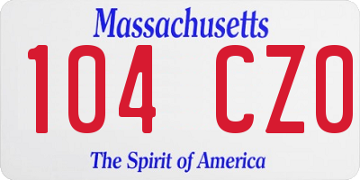 MA license plate 104CZ0