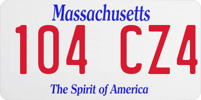 MA license plate 104CZ4