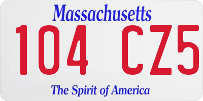 MA license plate 104CZ5