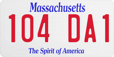 MA license plate 104DA1