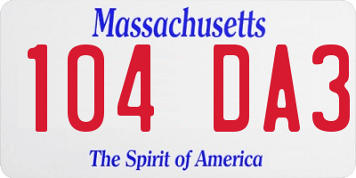 MA license plate 104DA3