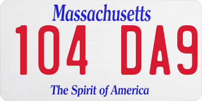 MA license plate 104DA9