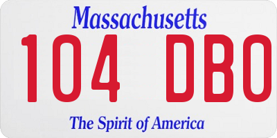 MA license plate 104DB0