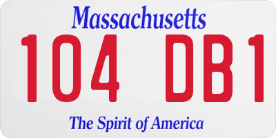 MA license plate 104DB1
