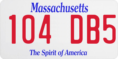 MA license plate 104DB5