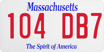 MA license plate 104DB7
