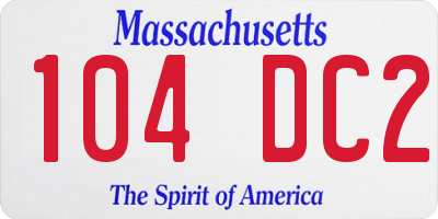 MA license plate 104DC2