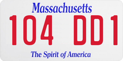 MA license plate 104DD1