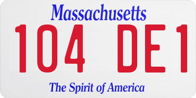 MA license plate 104DE1