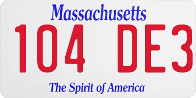 MA license plate 104DE3