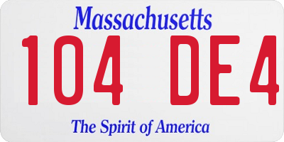 MA license plate 104DE4