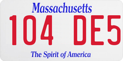 MA license plate 104DE5