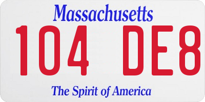 MA license plate 104DE8