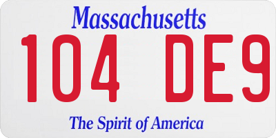 MA license plate 104DE9