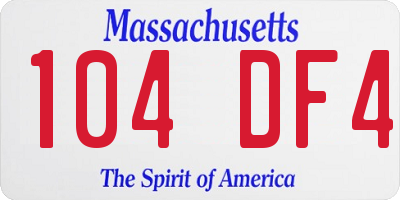 MA license plate 104DF4