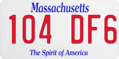 MA license plate 104DF6