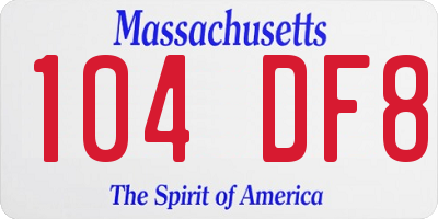 MA license plate 104DF8