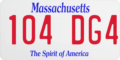 MA license plate 104DG4