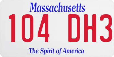 MA license plate 104DH3