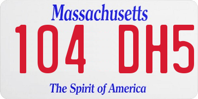 MA license plate 104DH5