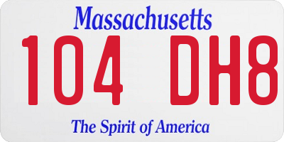 MA license plate 104DH8