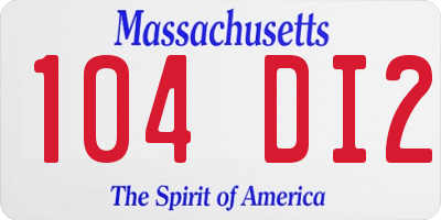 MA license plate 104DI2