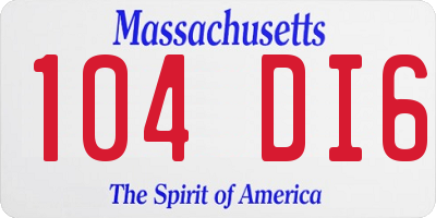 MA license plate 104DI6