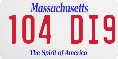MA license plate 104DI9