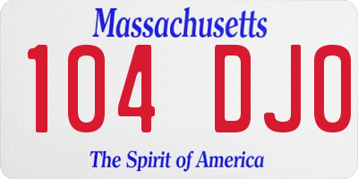 MA license plate 104DJ0