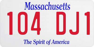 MA license plate 104DJ1